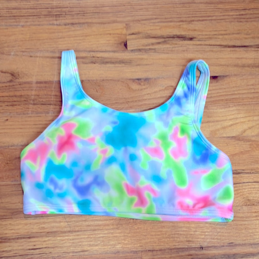 Multicolored neon tye die swim top